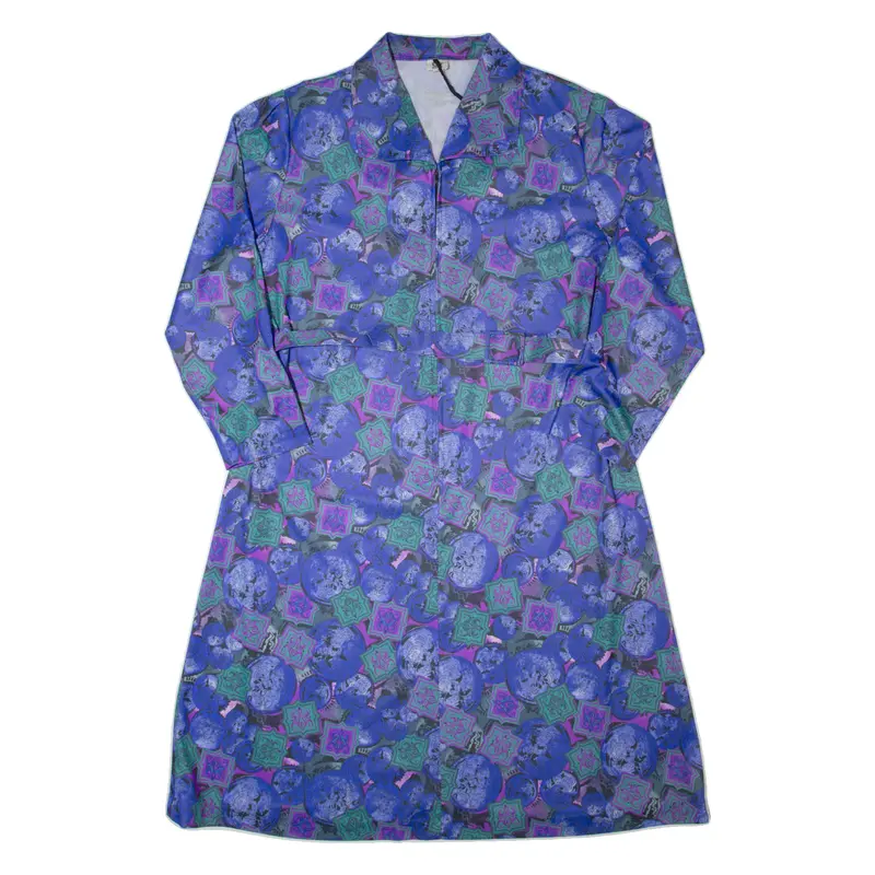 Charles Vogele Womens A-Line Dress Blue Crazy Pattern Long Sleeve Midi L 1