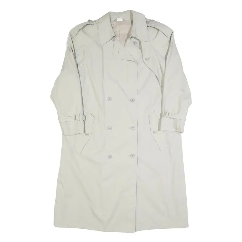 Charles Vogele Womens Cream Cotton Double Breasted Coat M Jacket Button Plain 1
