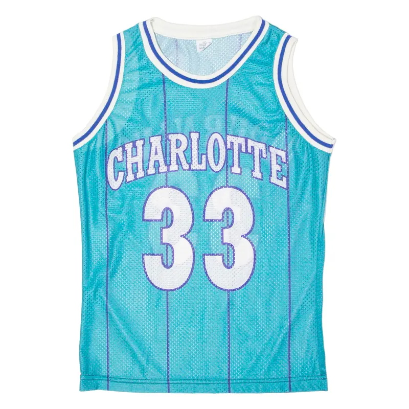 Charlotte #33 Mourning Basketball Mens Jersey Blue Sleeveless Usa Crew Neck S 1