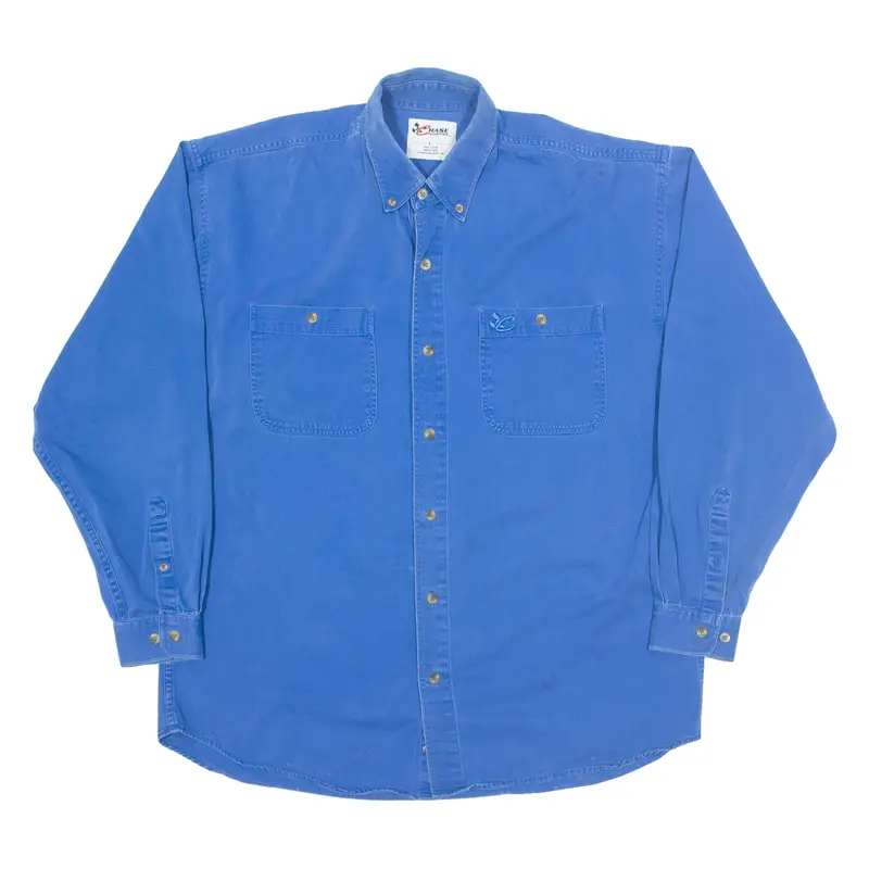 Chase Authentics Mens Plain Shirt Blue Long Sleeve L 1