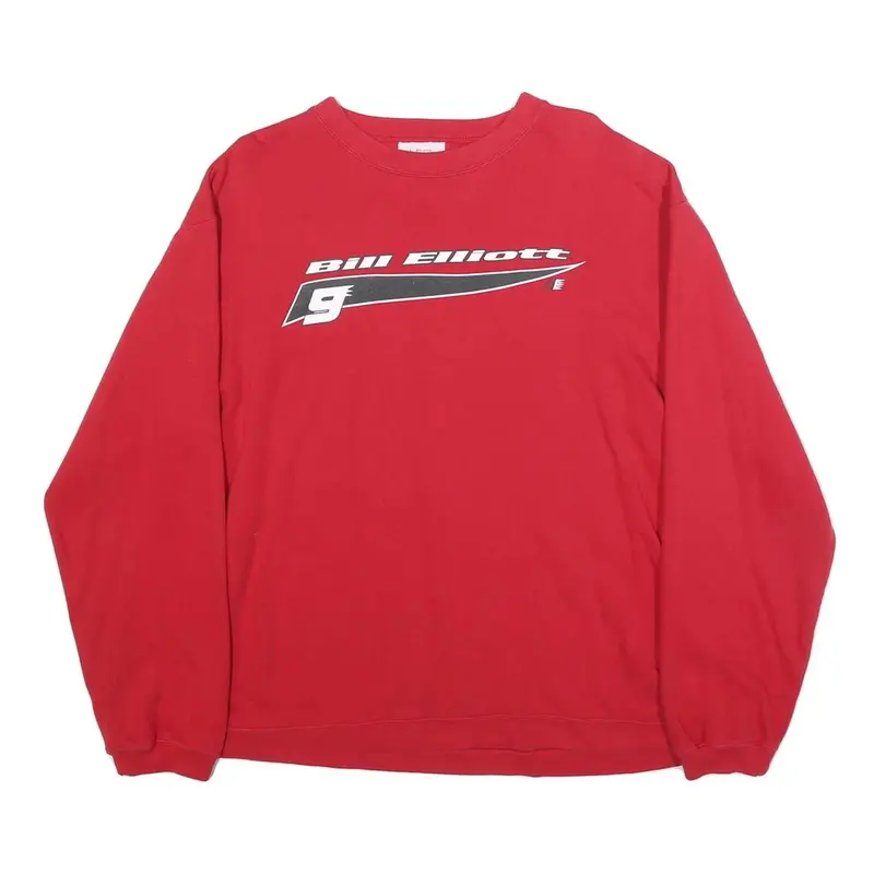 Chase Authentics Mens Red Bill Elliott Crew Neck L Sweatshirt Cotton Blend 1