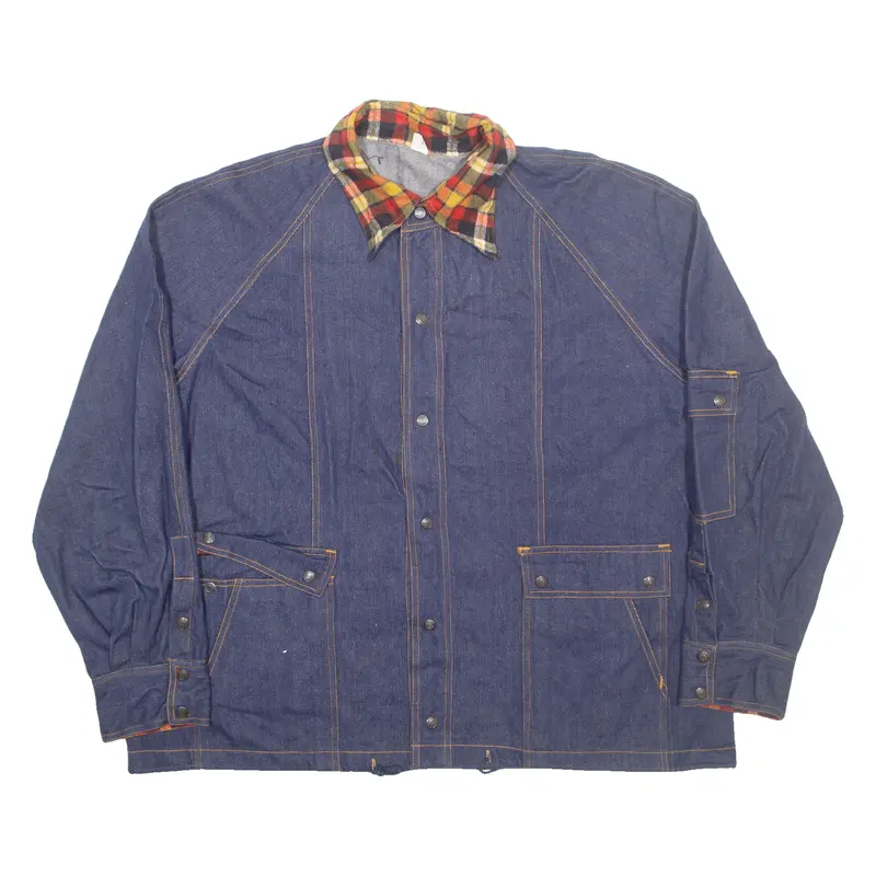 Check Womens Denim Jacket Blue 2Xl 1