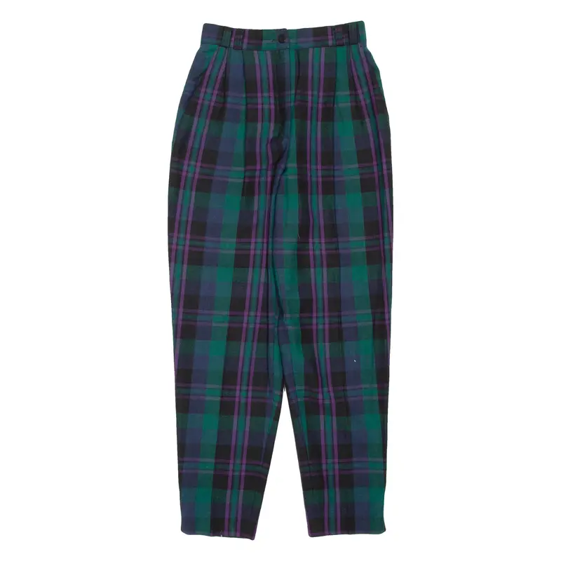 Check Womens Trousers Green Regular Tapered W26 L29 1