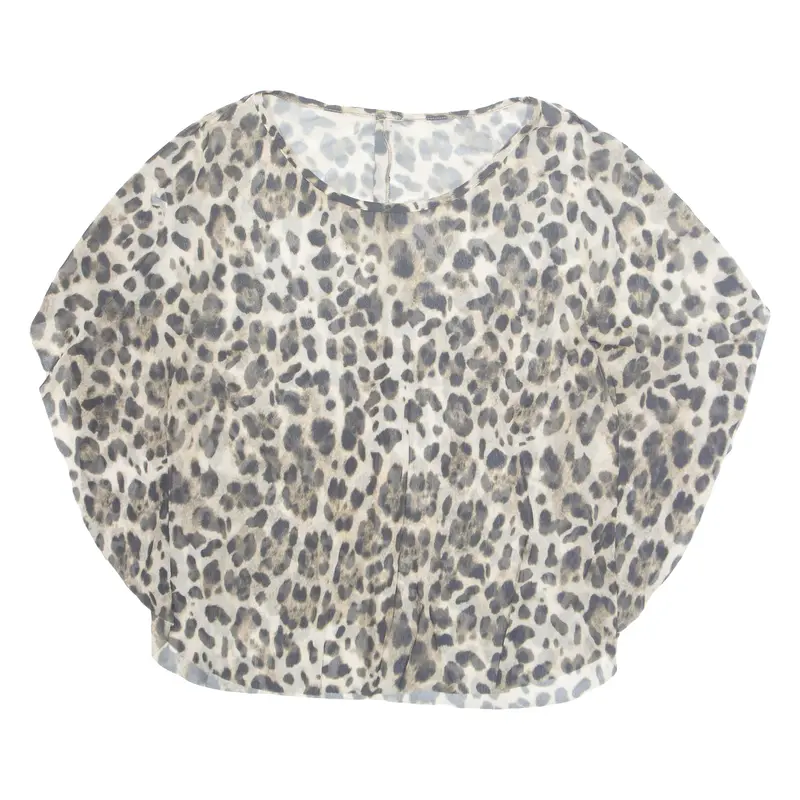 Cheetah Womens Printed Blouse Beige Animal Print M 1