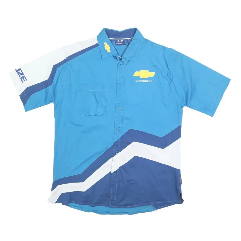 Chevrolet Mens Blue & White Racing Shirt Xl Cruze Logo Cotton Blend Motorsport 1