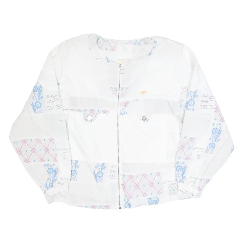 Chevron Womens Track Jacket White 90S Floral L 1