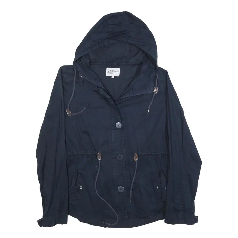 Chicoree Womens Navy Blue Hooded Zip Jacket M Cotton Blend Casual Lightweight 1