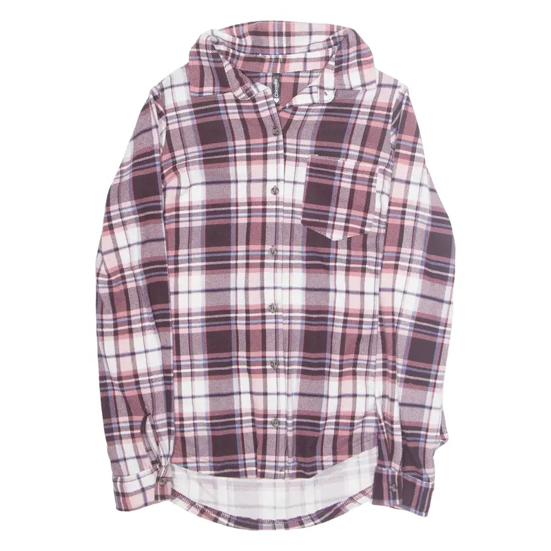 Chicoree Womens Printed Shirt Pink Collared Long Sleeve Plaid Xs 1