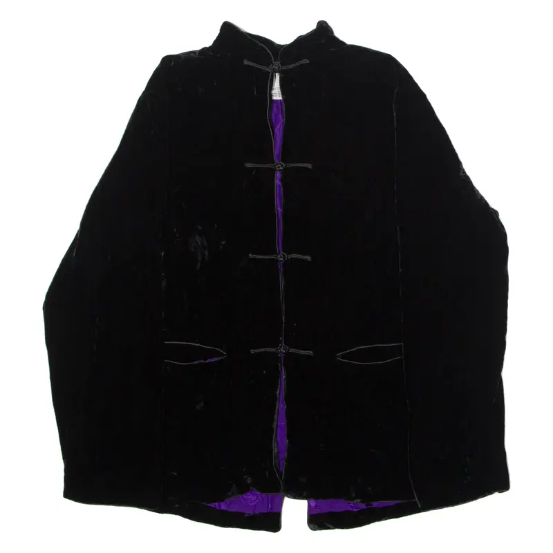 Chin Chin Womens Blazer Jacket Black Velvet Silk 90S S 1