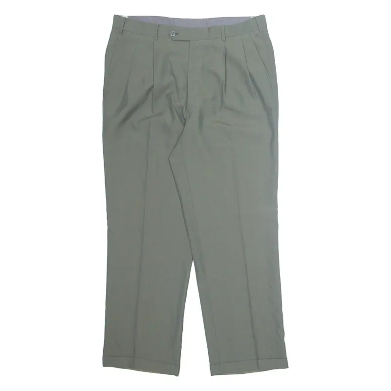 Chino Workwear Mens Trousers Green Regular Straight W34 L29 1