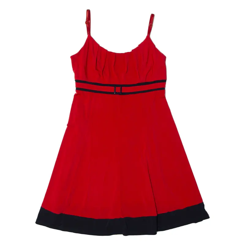 Chopin Floaty Womens Mini Dress Red Viscose Sleeveless Knee Length M 1