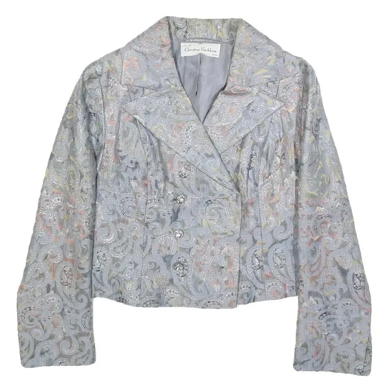 Christine Buchheim Womens Pastel Brocade Button Jacket S Woven Jacquard Scroll 1