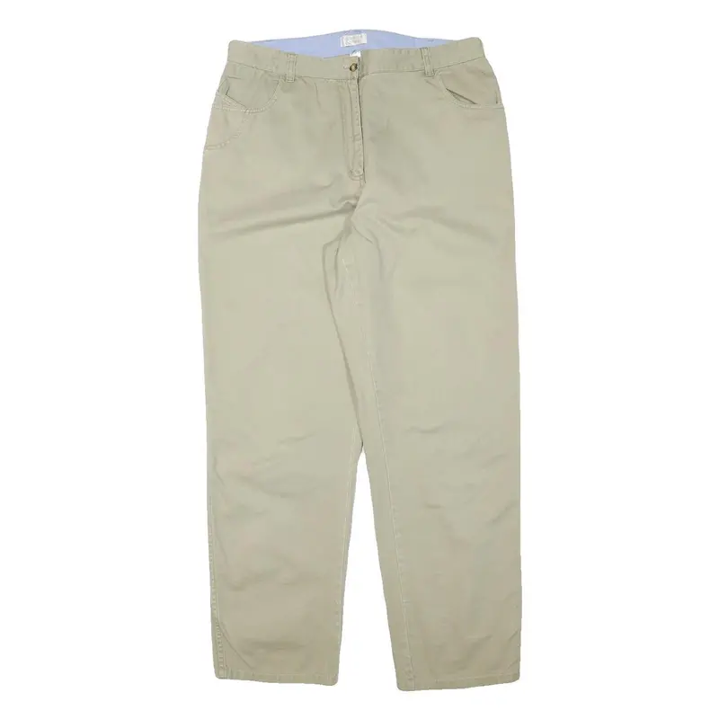 Christopher And Bank Womens Cotton Blend Beige Relaxed Straight Trousers W31 L29 1