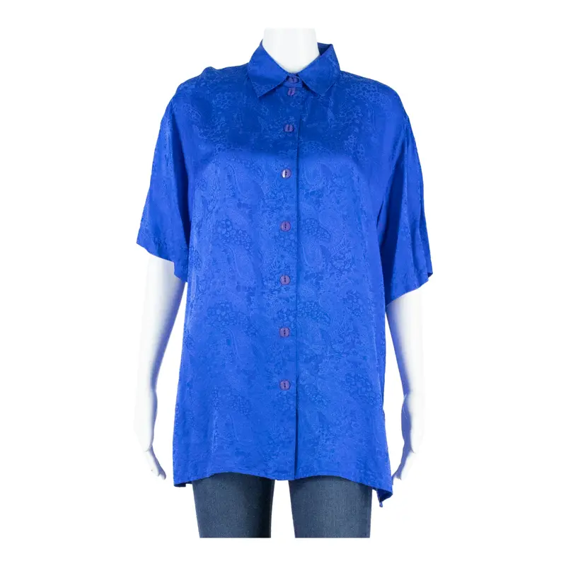 City Life Womens Printed Blouse Blue Paisley L 1