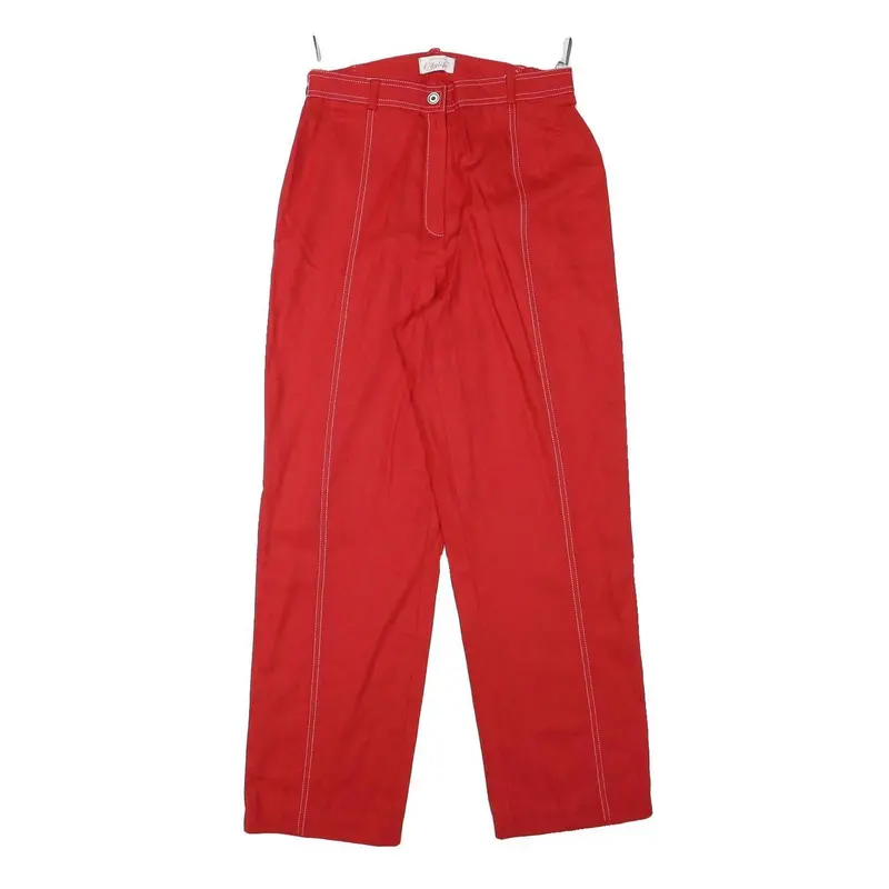 City Life Womens Viscose Blend Red Regular Straight Trousers W26 L27 Zip Closure 1