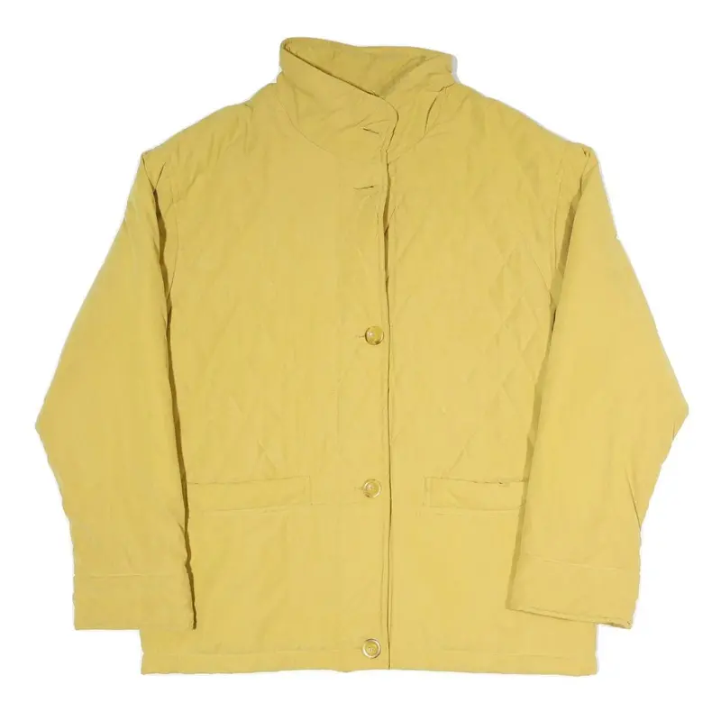 Citylife Womens Yellow Quilted Button Jacket Xl Polyester Blend Classic 1