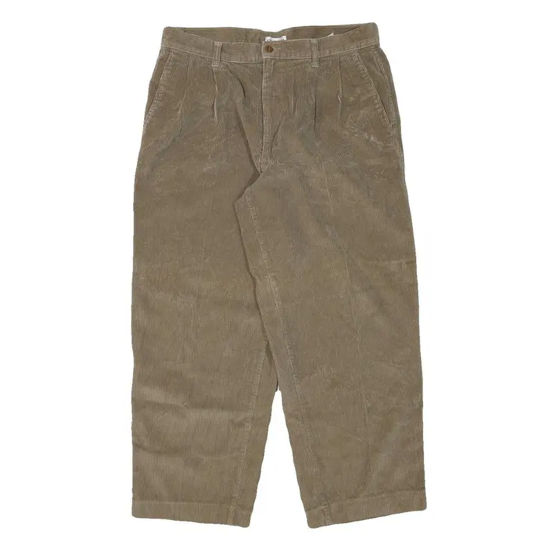Claiborne Mens Cotton Blend Beige Relaxed Straight Trousers W34 L27 Casual 1