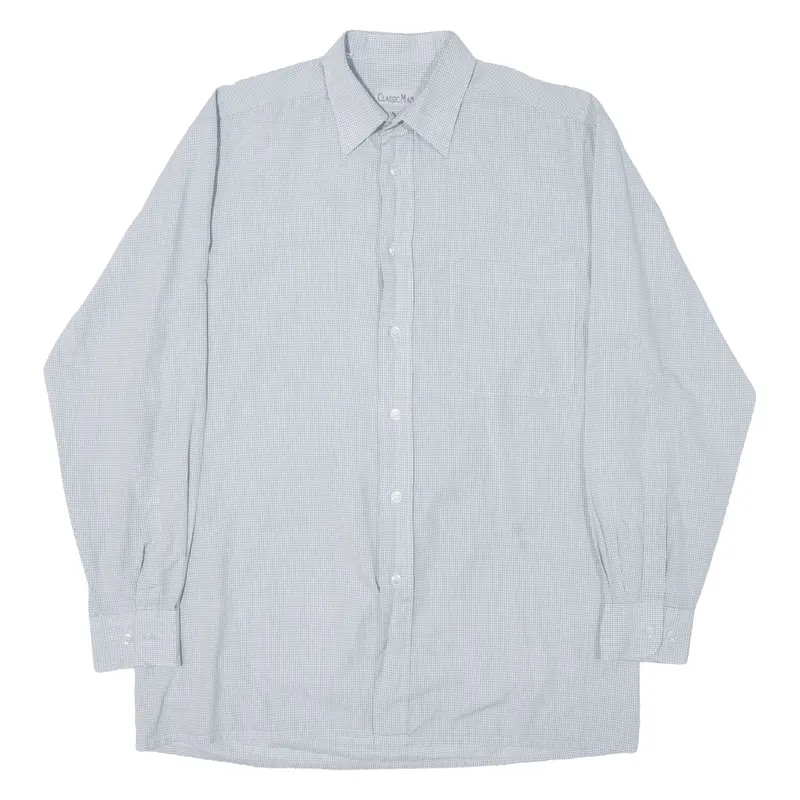 Classic Man Mens Shirt Grey 90S Check Long Sleeve L 1