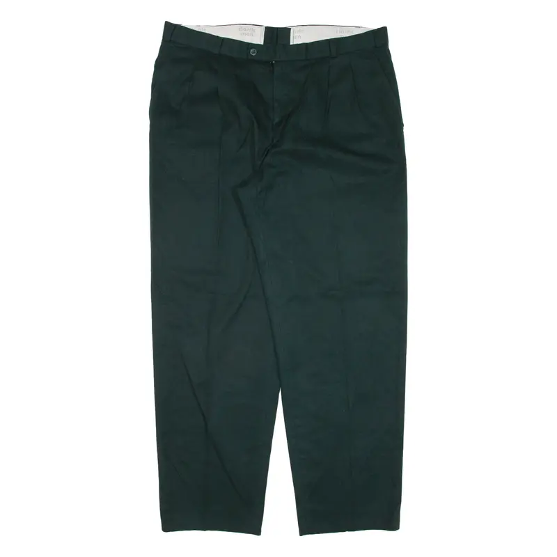 Classic Man Pleated Mens Trousers Green Relaxed Tapered W37 L30 1