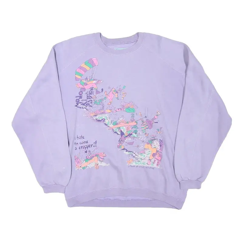 Classic Reflections Womens Purple Graphic Crew Neck L Cotton Blend Sweatshirt 1