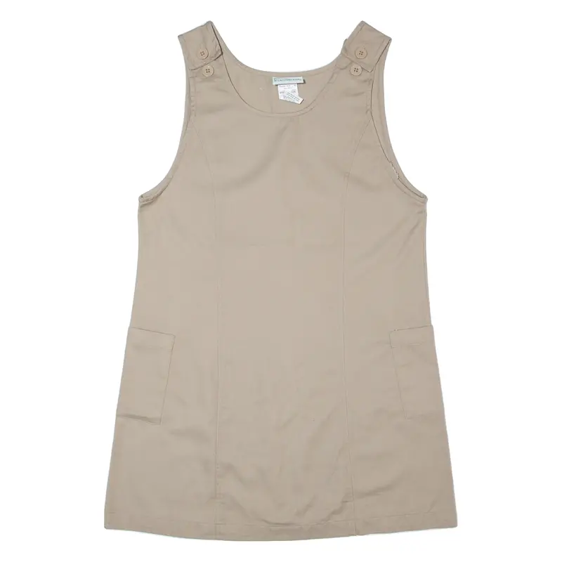 Classroom Oversized Womens Dungaree Dress Beige 90S Sleeveless Short M 1