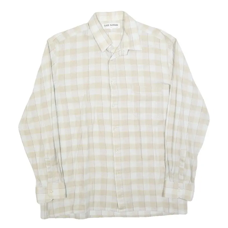 Claude Blanchard Mens Beige & Cream Check Shirt M Casual Polyester Blend 1