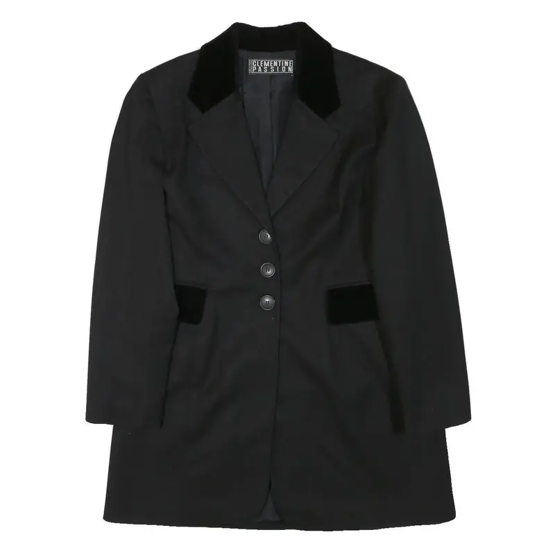 Clementine Passion Womens Black Velvet Collar Jacket S Polyester Blend Button 1