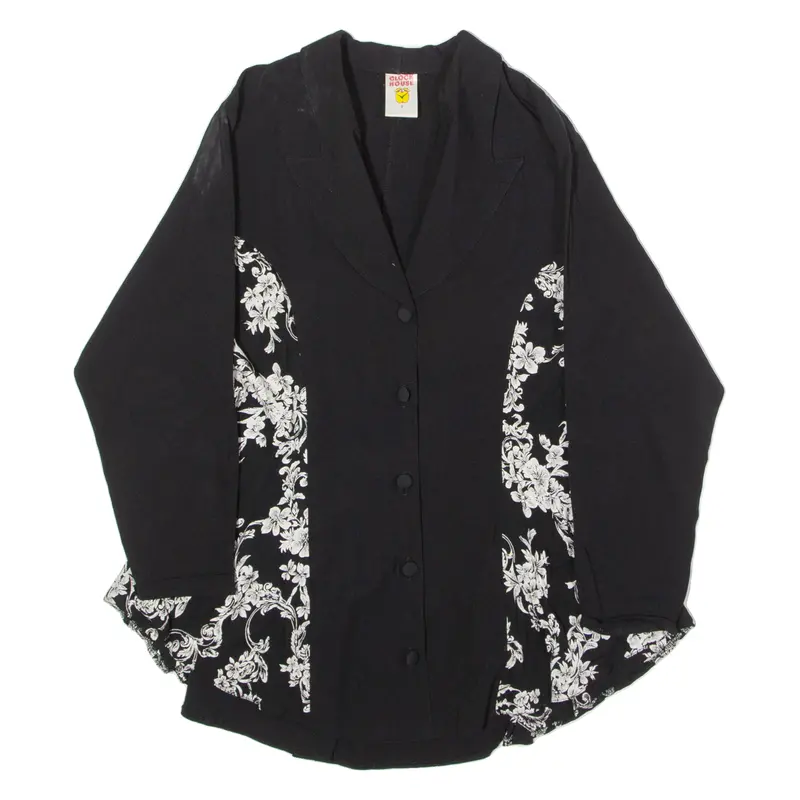 Clock House Womens Blazer Jacket Black Viscose 90S Floral S 1
