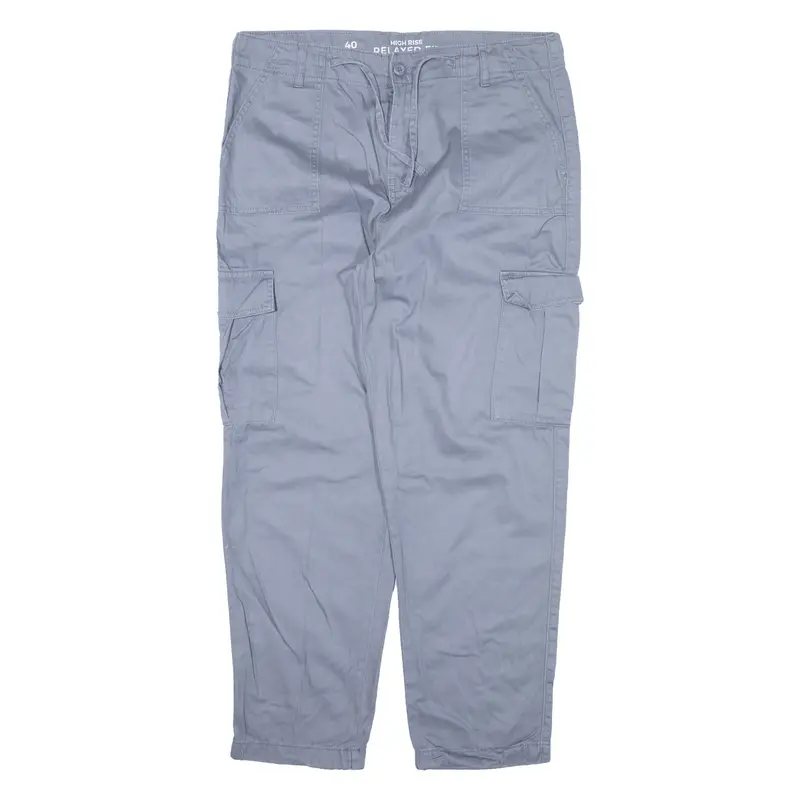 Clockhouse Cargo High Rise Womens Trousers Blue Relaxed Tapered W34 L26 1