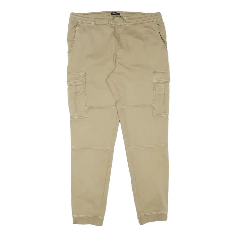 Clockhouse Mens Slim Beige Cargo Trousers W36 L31 Drawstring Cotton Blend 1