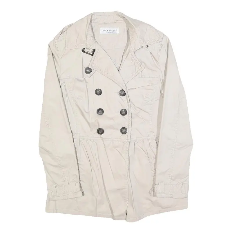 Clockhouse Womens Cream Button Jacket S Cotton Blend Classic Lightweight 1