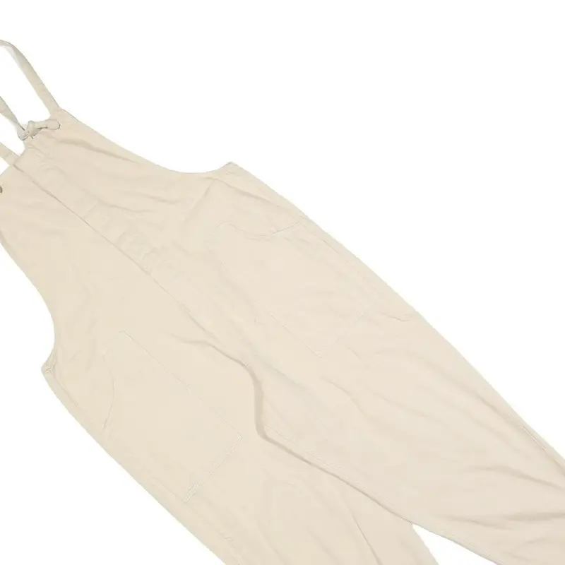 Clockhouse Womens Cream Dungarees Regular Fit Cotton Blend L W36 L26 Casual 2