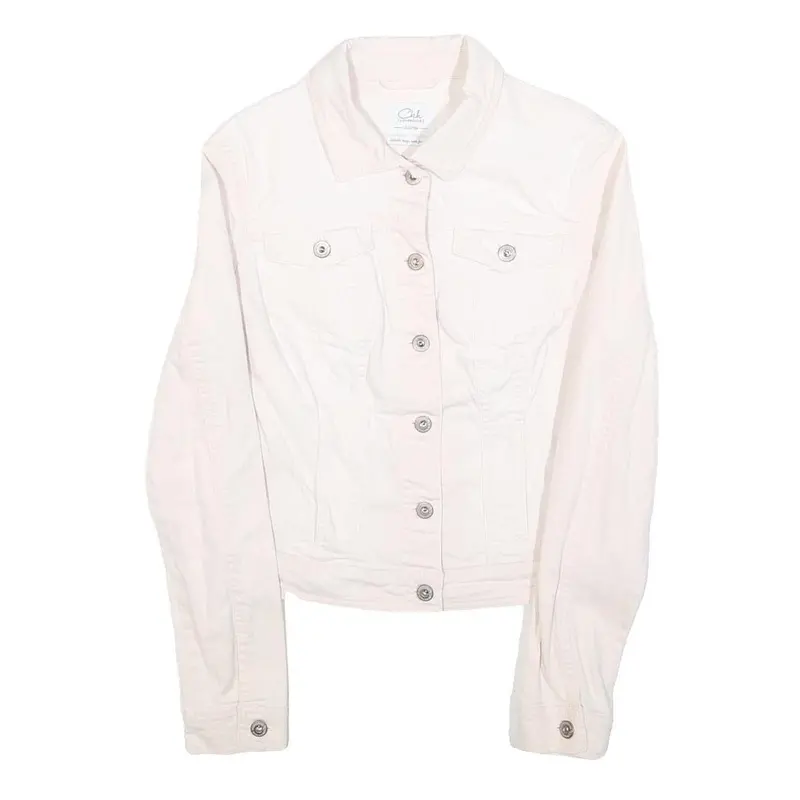 Clockhouse Womens White Cotton Button Jacket S Denim Plain Casual Lightweight 1