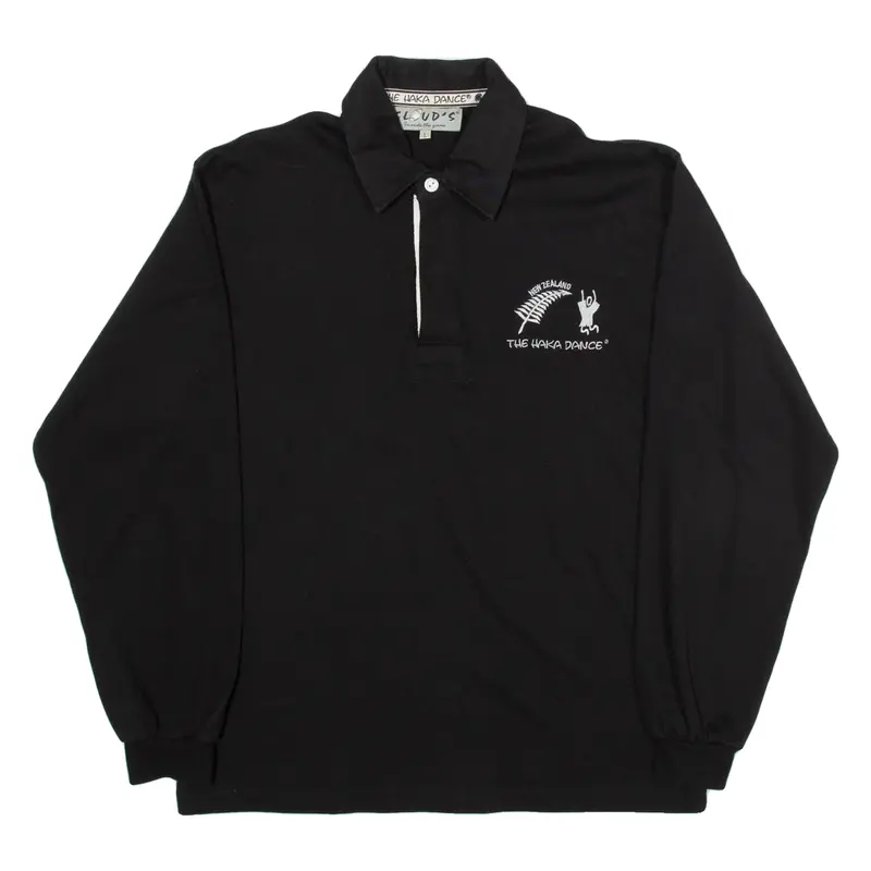 Clouds The Haka Dance Mens Polo Shirt Black Long Sleeve L 1