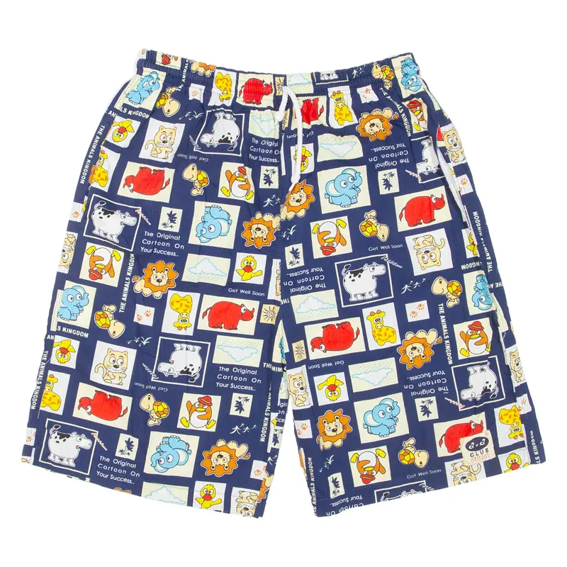Club Cartoon Animals Mens Casual Shorts Blue L W27 1