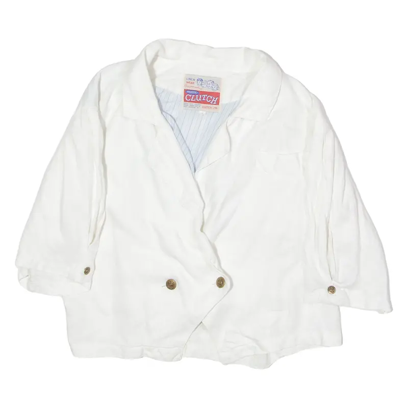Clutch Womens Blazer Jacket White Linen 90S L 1