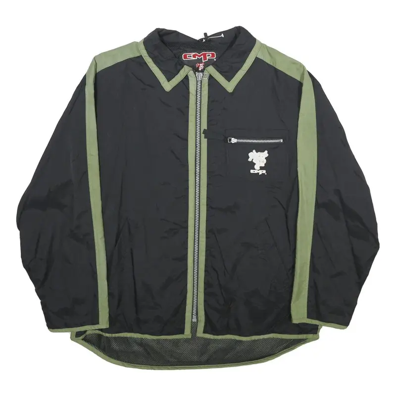 Cmp Mens Black & Green Nylon Zip Jacket M Lightweight Sportswear 1