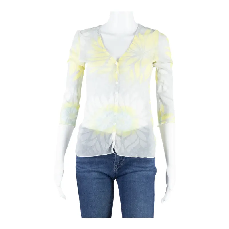 Coast Belted Womens Printed Shirt Grey V-Neck 3/4 Sleeve Floral Uk 12 1