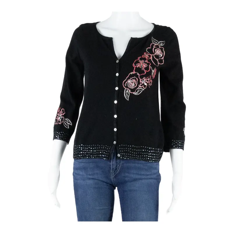 Coast Cardigan Womens Top Black V-Neck Long Sleeve S 1