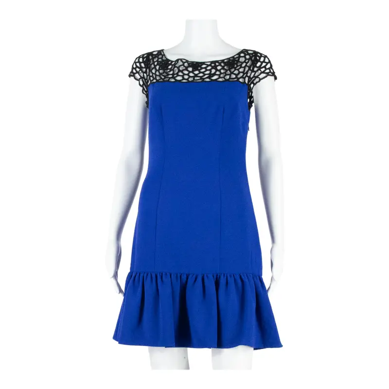 Coast Frill Womens Fit & Flare Dress Blue Sleeveless Knee Length Uk 6 1