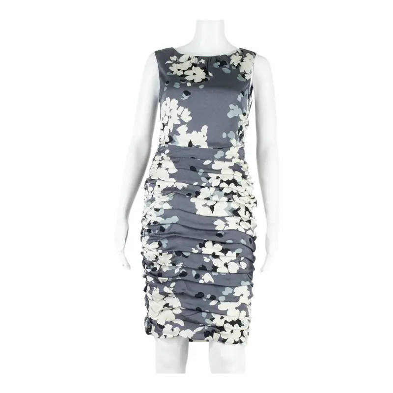 Coast Womens Bodycon Dress Grey Silk Floral Sleeveless Knee Length Uk 8 1