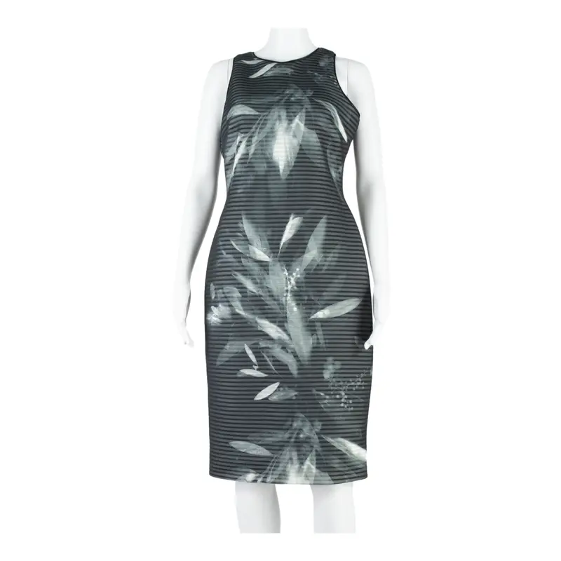 Coast Womens Bodycon Dress Grey Striped Sleeveless Midi Uk 12 1