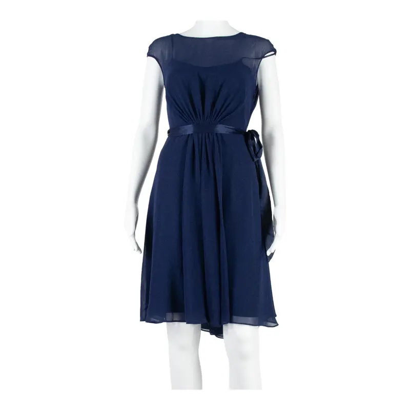 Coast Womens Fit & Flare Dress Blue Silk Short Sleeve Midi Uk 10 1