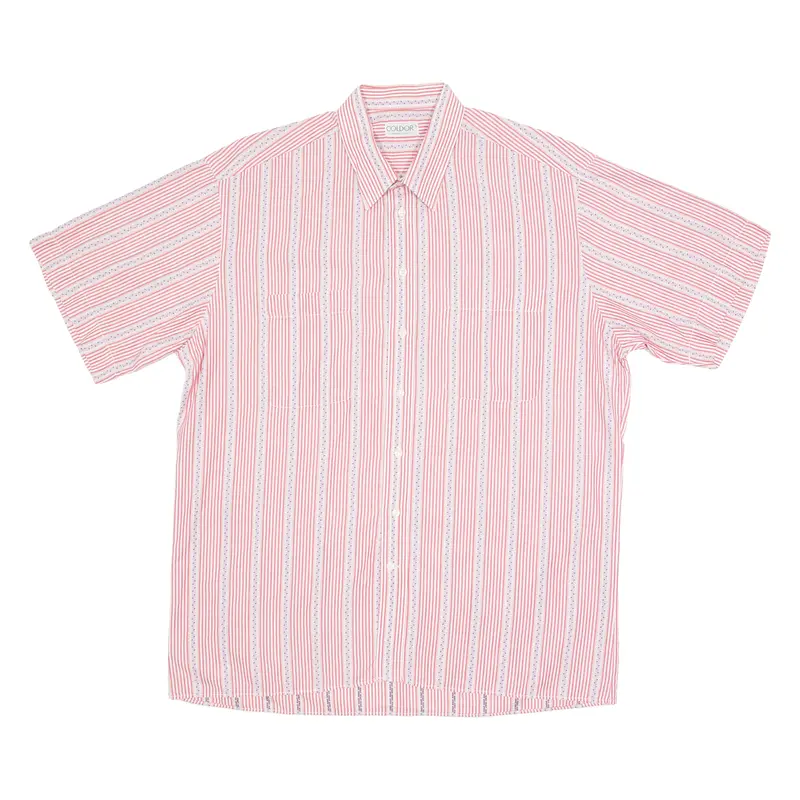 Coldor Mens Shirt Red 90S Pinstripe Long Sleeve L 1