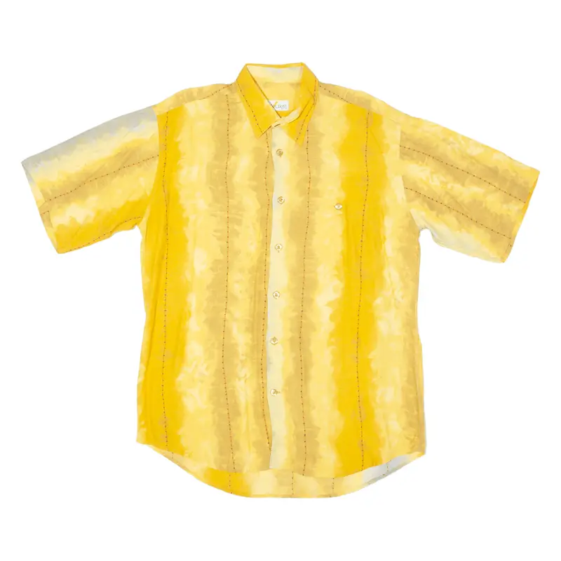 Coldor Mens Shirt Yellow Viscose 90S Striped L 1