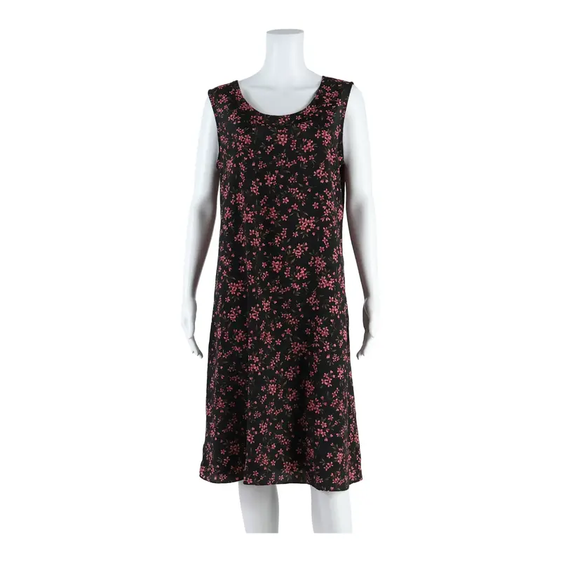 Coldwater Creek Womens Day Dress Black Floral Sleeveless Midi L 1