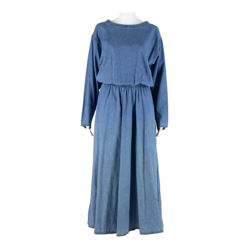 Coldwater Creek Womens Day Dress Blue Denim Long Sleeve Long S 1