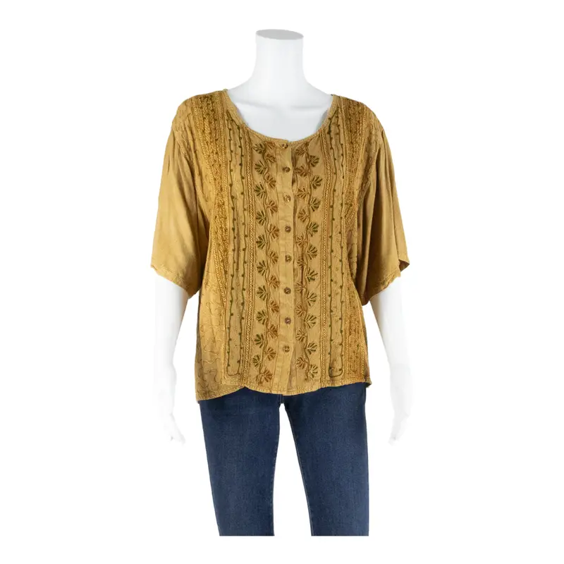 Coline Womens Printed Blouse Brown Fair Isle L 1