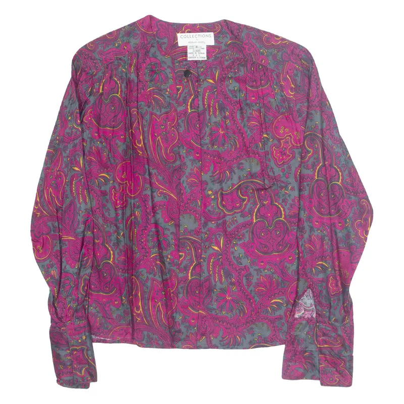 Collections Womens Printed Blouse Purple Long Sleeve Paisley M 1