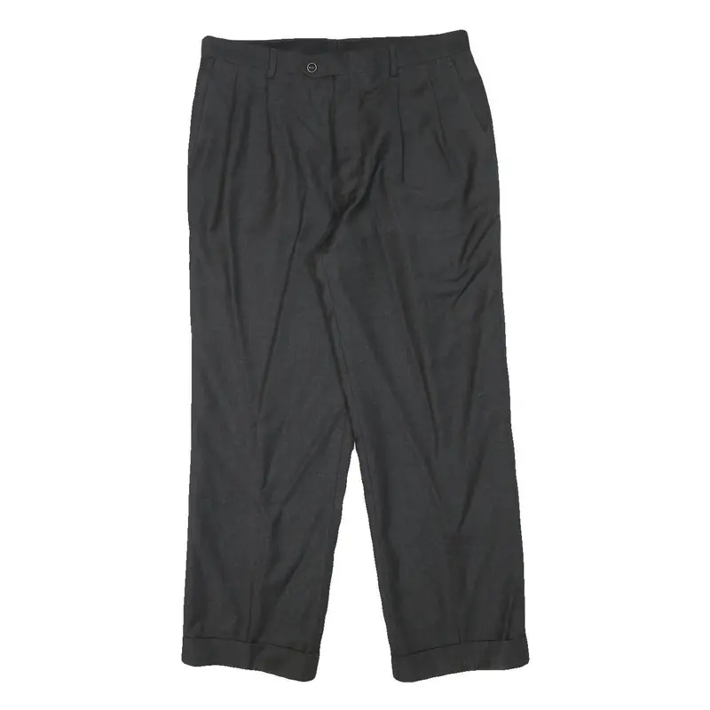Colombo Mens Wool Grey Regular Fit Straight Leg Trousers W32 L28 Formal Classic 1
